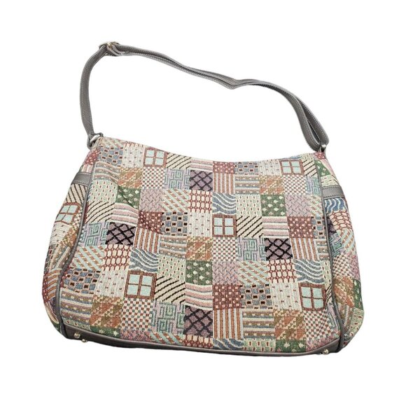 SAS Purse Tapestry Patchwork Shimmer Shoulder Bag Medium 3 compartment Zipper - Picture 2 of 11